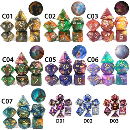 7-Piece Acrylic Polyhedral Dice Set for D&D and RPG Games