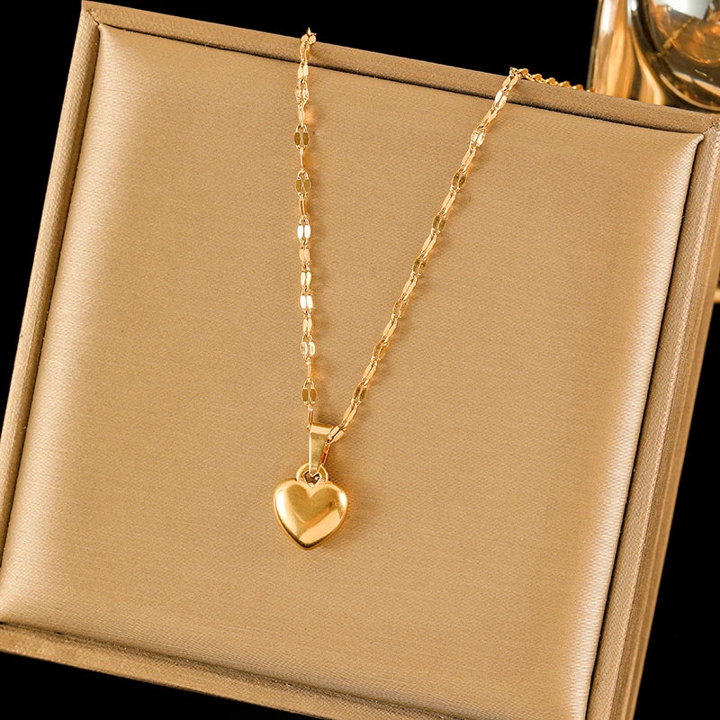 18K Gold Heart Love Jewelry Set - Necklace, Bracelet & Earrings