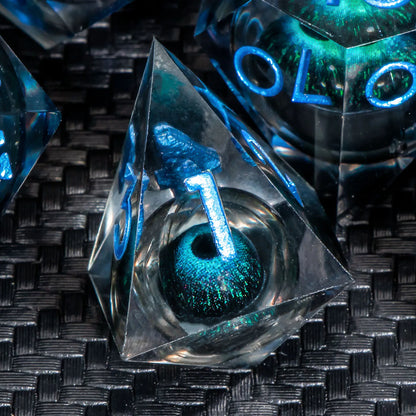 Sharp-Edge Resin Liquid-Core Dice Set for D&D and RPG Games