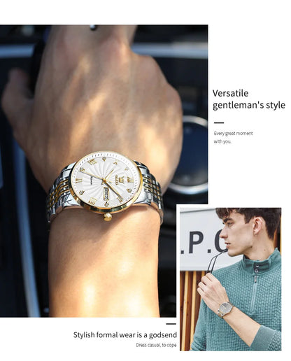 OLEVS 6630 Men's Watch - Automatic Mechanical, Threaded Dial, Waterproof, Stainless Steel, Luxury
