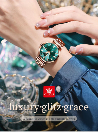 OLEVS 5536 Women's Luxury Watch - Sapphire Crystal, Zircon Scale, Chronograph, Waterproof