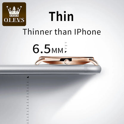 OLEVS 5869 Men's Watch - Ultra Thin 6.5mm, Minimalist, Leather Strap, Waterproof, Auto Date