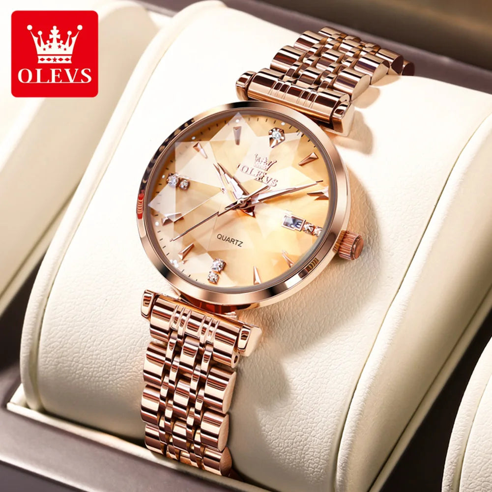 OLEVS 5536 Women's Luxury Watch - Sapphire Crystal, Zircon Scale, Chronograph, Waterproof