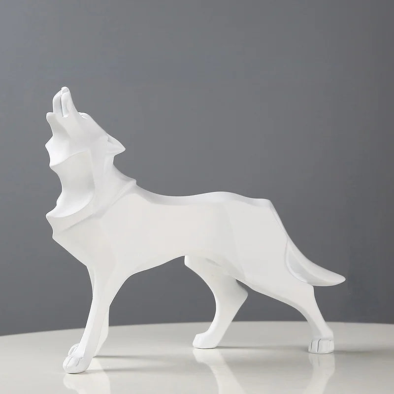 Abstract Wolf Sculpture - 22x19.5cm Resin Geometric Statue