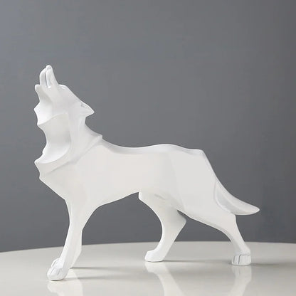 Abstract Wolf Sculpture - 22x19.5cm Resin Geometric Statue