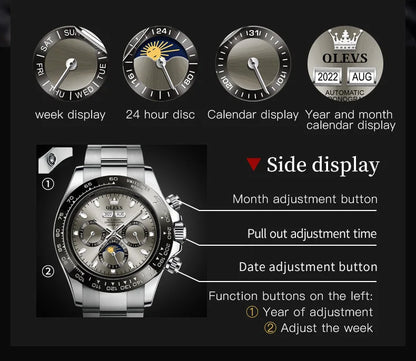 OLEVS 6654 Men's Watch - Automatic Mechanical, Sport, Waterproof, Luminous, Week Calendar