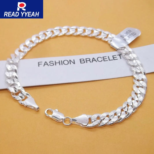 925 Sterling Silver 6mm Flat Chain Bracelet - 18/19/20cm
