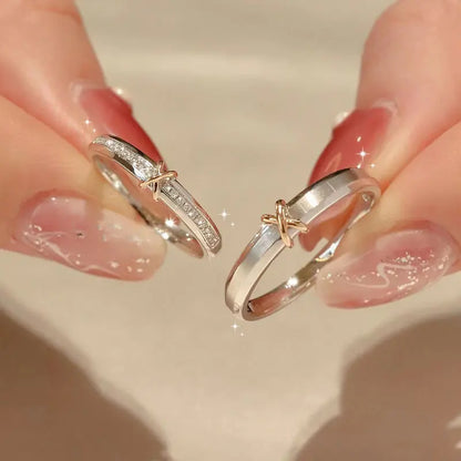 Square Zirconia Couple Rings - Luxury Wedding Bands