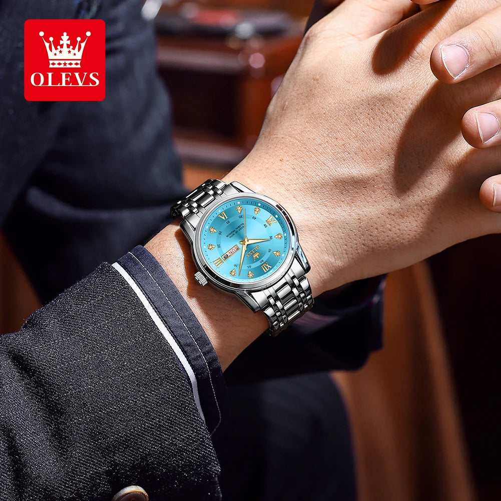 OLEVS Men’s Stainless Steel Quartz Watch with Roman Numerals, Model TY712