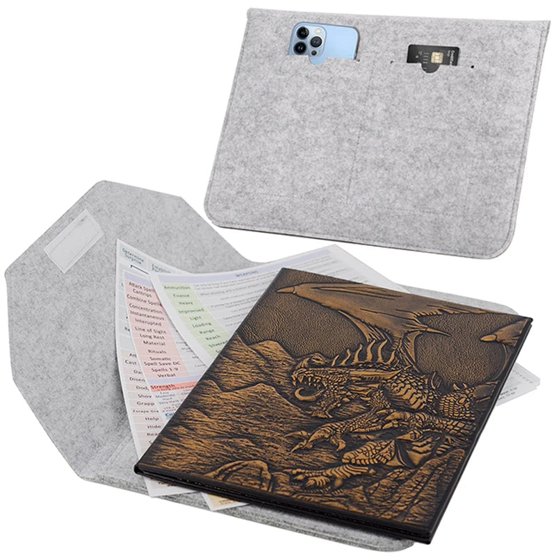 DND Dungeon Master Screen - Embossed Dragon & Mimic Design