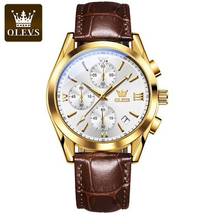 OLEVS 2872 Men’s Chronograph Quartz Watch with Leather Strap
