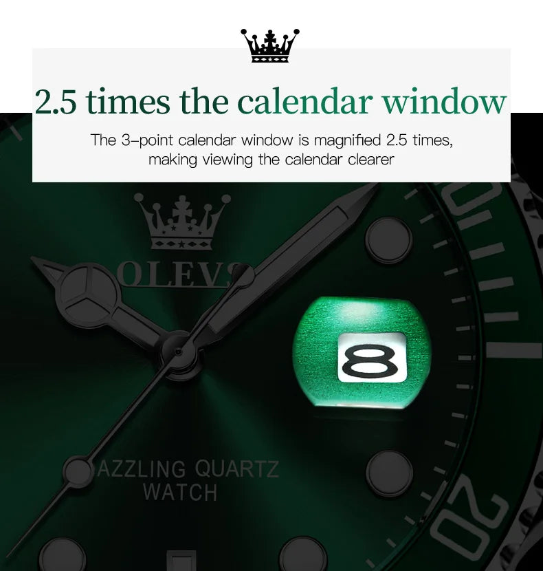 OLEVS 5885 Men's Watch - Luxury, One-Way Rotating Outer Ring, Auto Date, Waterproof, Quartz