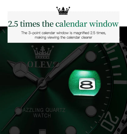 OLEVS 5885 Men's Watch - Luxury, One-Way Rotating Outer Ring, Auto Date, Waterproof, Quartz