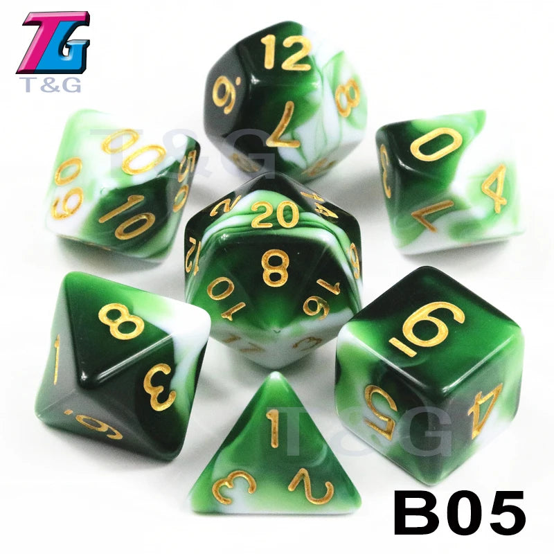 7-Piece Acrylic Polyhedral Dice Set for D&D and RPG Games