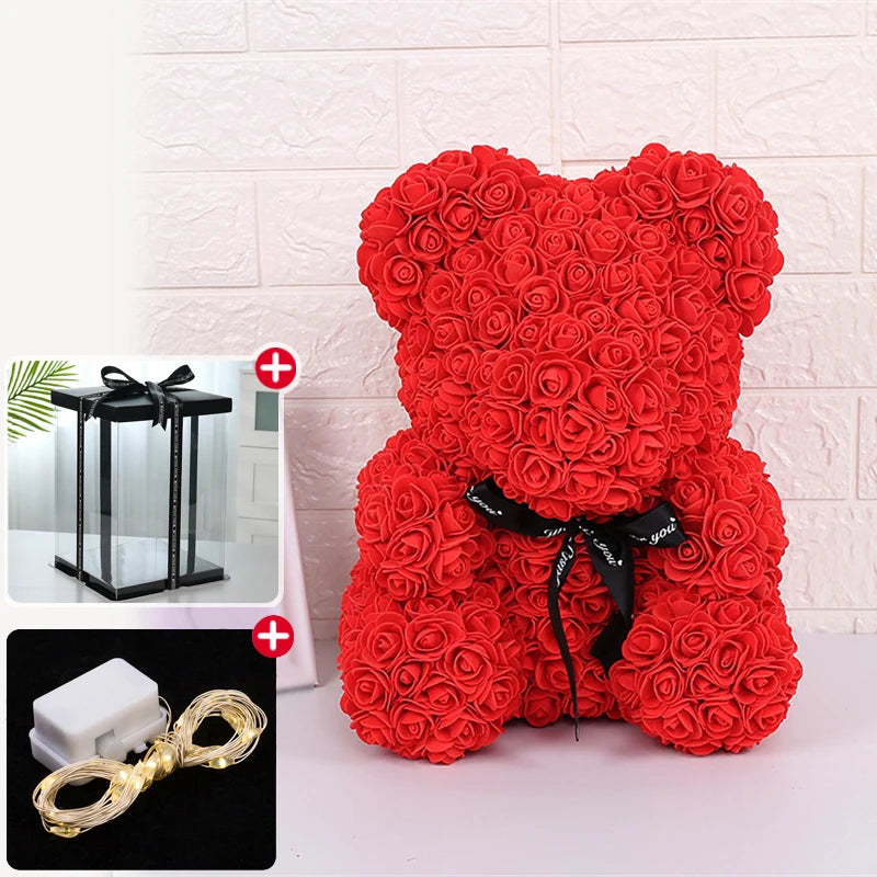 Rose Bear - Eternal Flower Teddy Bear with Gift Box