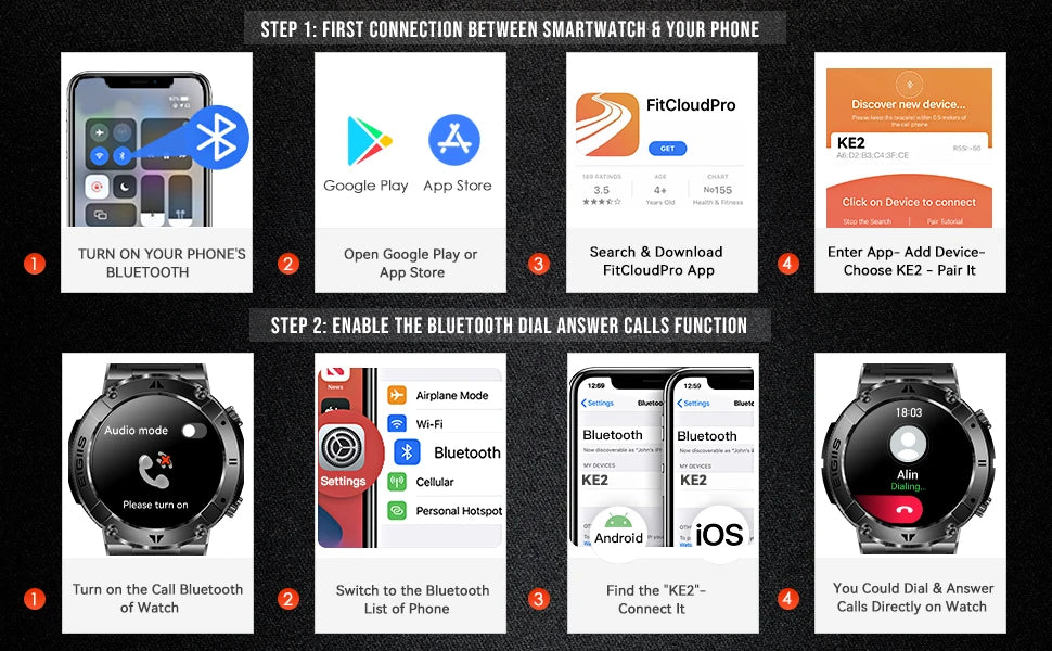 LaNikar Smart Watch - TFT Display, Bluetooth Call, Blood Pressure, Fitness Monitor, Waterproof