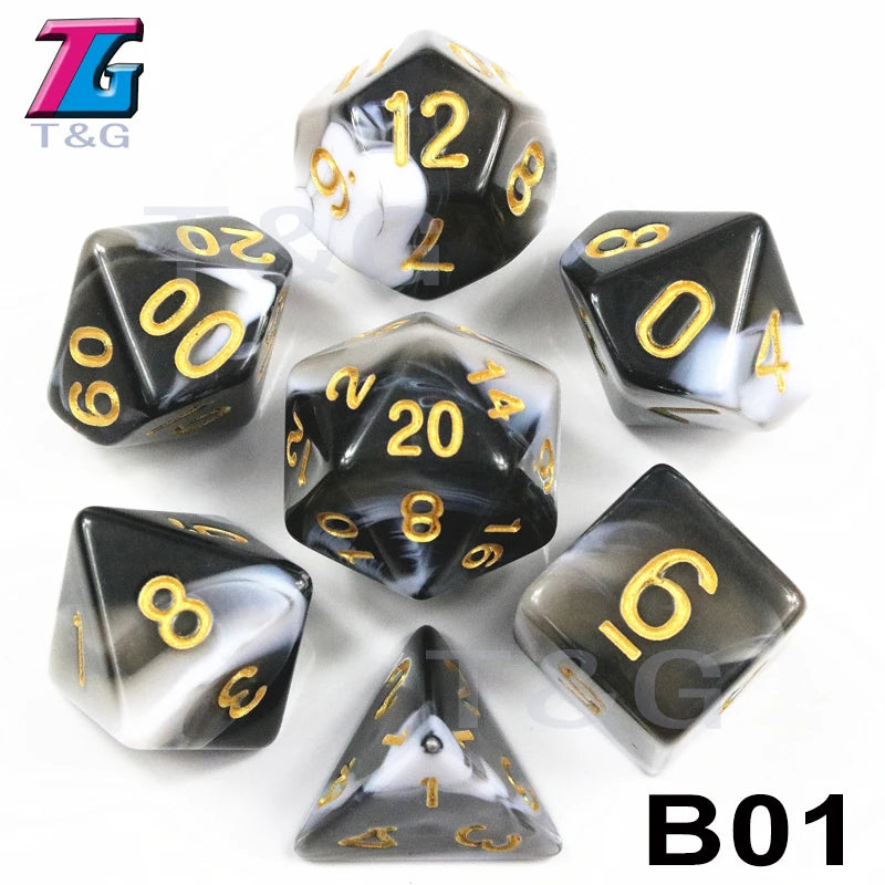 7-Piece Acrylic Polyhedral Dice Set for D&D and RPG Games