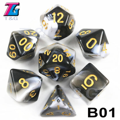 7-Piece Acrylic Polyhedral Dice Set for D&D and RPG Games