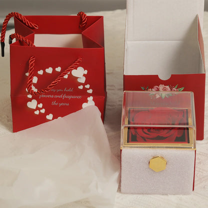 Eternal Rose Box with Custom Envelope Necklace Gift Set
