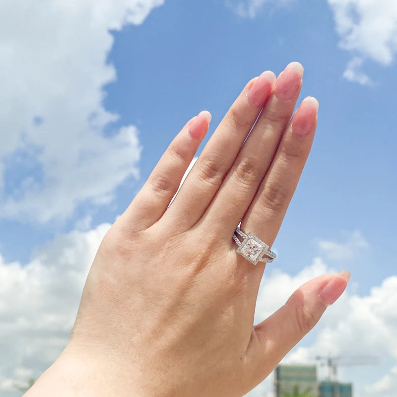 Moissanite Engagement Ring - 925 Sterling Silver