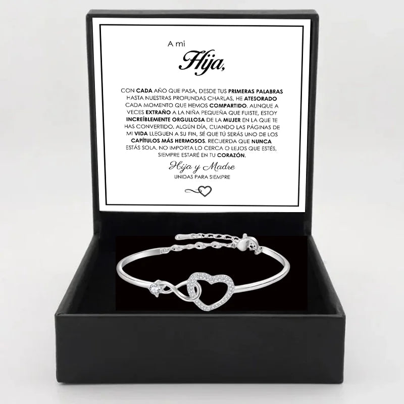 To My Daughter Heart Bracelet - Infinity Symbol Gift Box Set