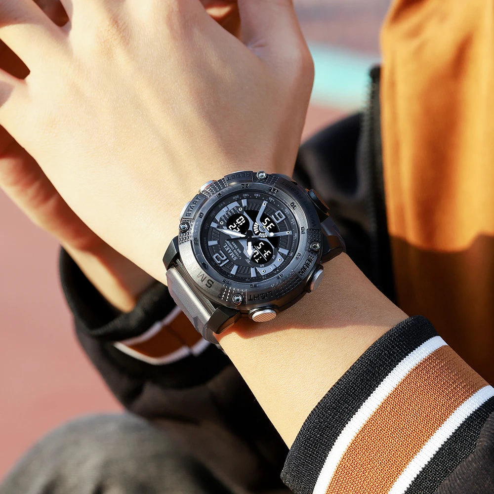 SMAEL 8058 Men’s Analog-Digital Sports Watch with Dual Time and Alarm