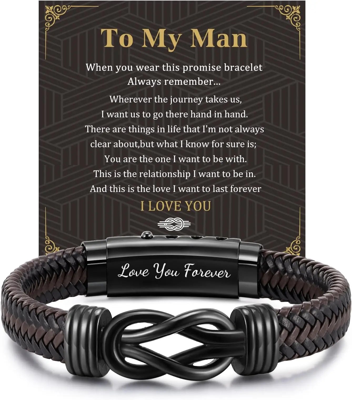 Braided Leather Bracelet - Engraved Gift for Men