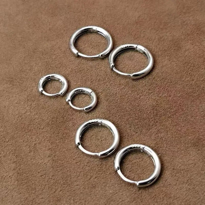 925 Sterling Silver Small Hoop Earrings - 10mm Plain Silver