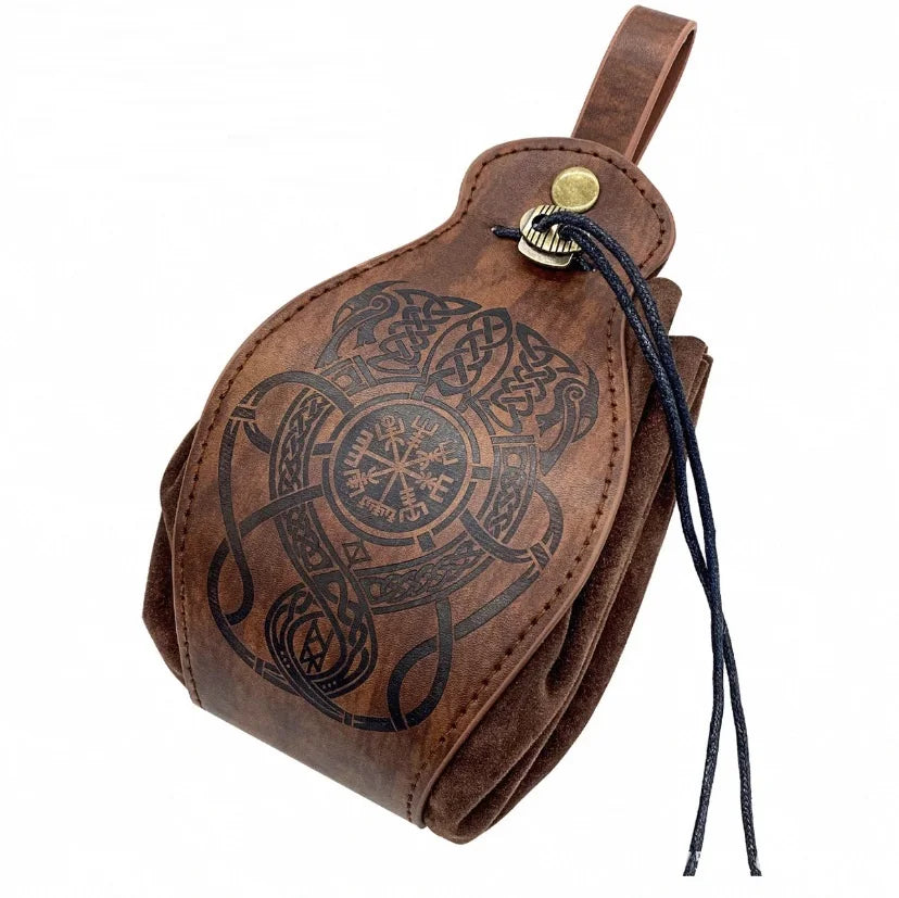 Genuine Leather Dice Bag Tray and Drawstring Pouch for RPG Games