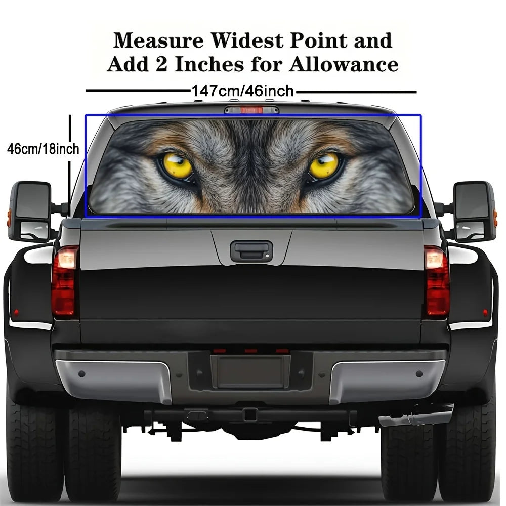 Wolf Face Tailgate Wrap - PVC Weatherproof Matte Car Sticker