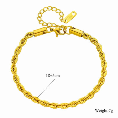Gold Stainless Steel Chain Necklace & Bracelet Set