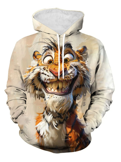 Wolf 3D Print Hoodie - Polyester O-Neck Front Pocket Streetwear