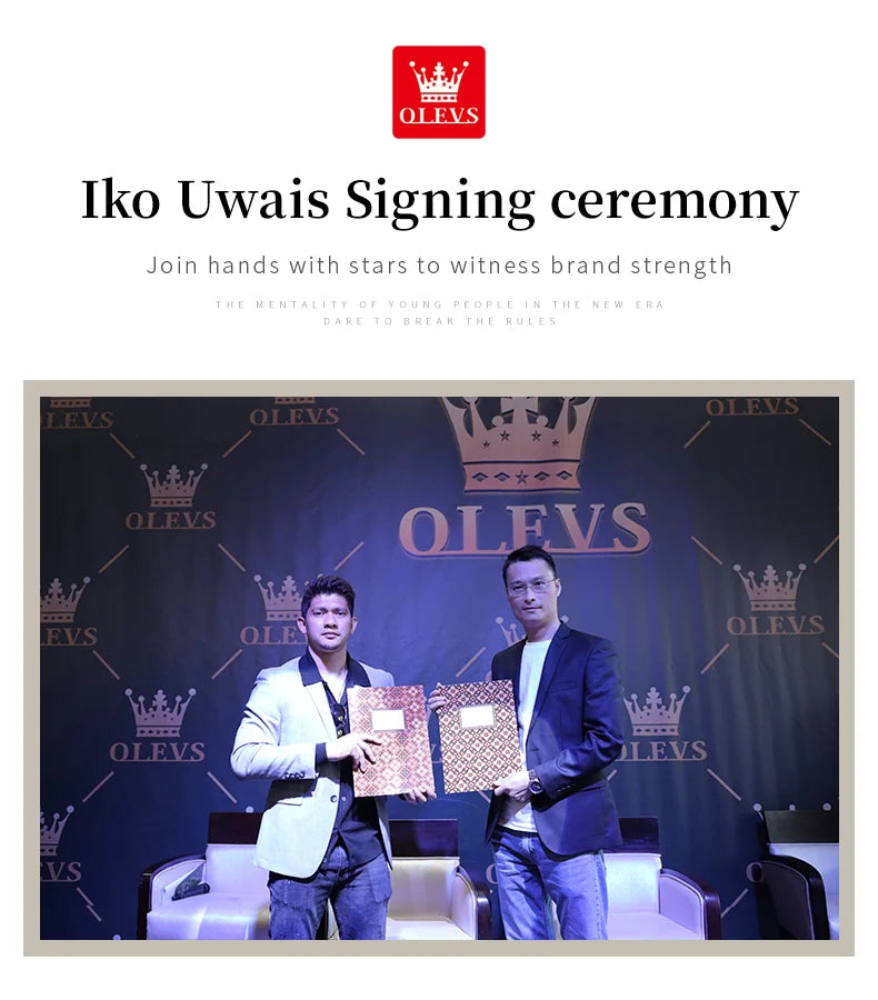 OLEVS 2859+2897 Couple Watch - Stainless Steel, Waterproof, Chronograph, Moon Phase, Flywheel