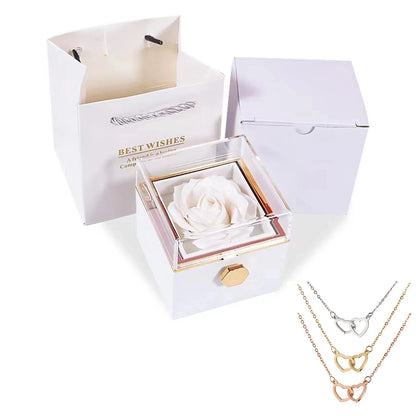 Eternal Rose Box with Custom Heart Name Necklace