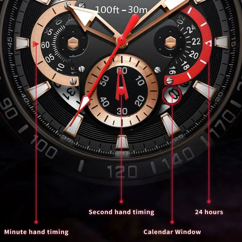 OLEVS 9936 Men's Watch - Luxury, Silicone Strap, Waterproof, Chronograph, Night Light