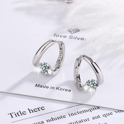 925 Sterling Silver Earrings - Gold with Crystals