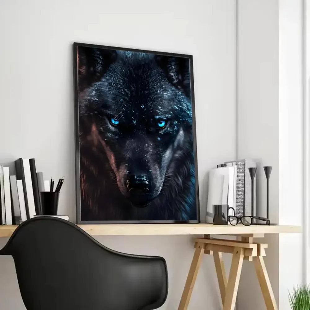 Black Wolf Canvas Poster - HD Print Wall Art Scroll Painting