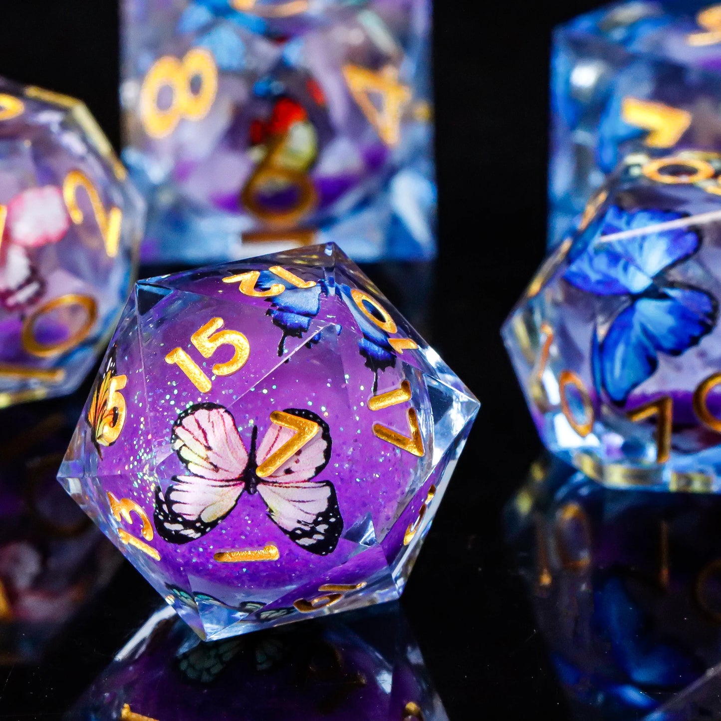 Liquid Core Butterfly DnD Dice Set – 7 Pcs