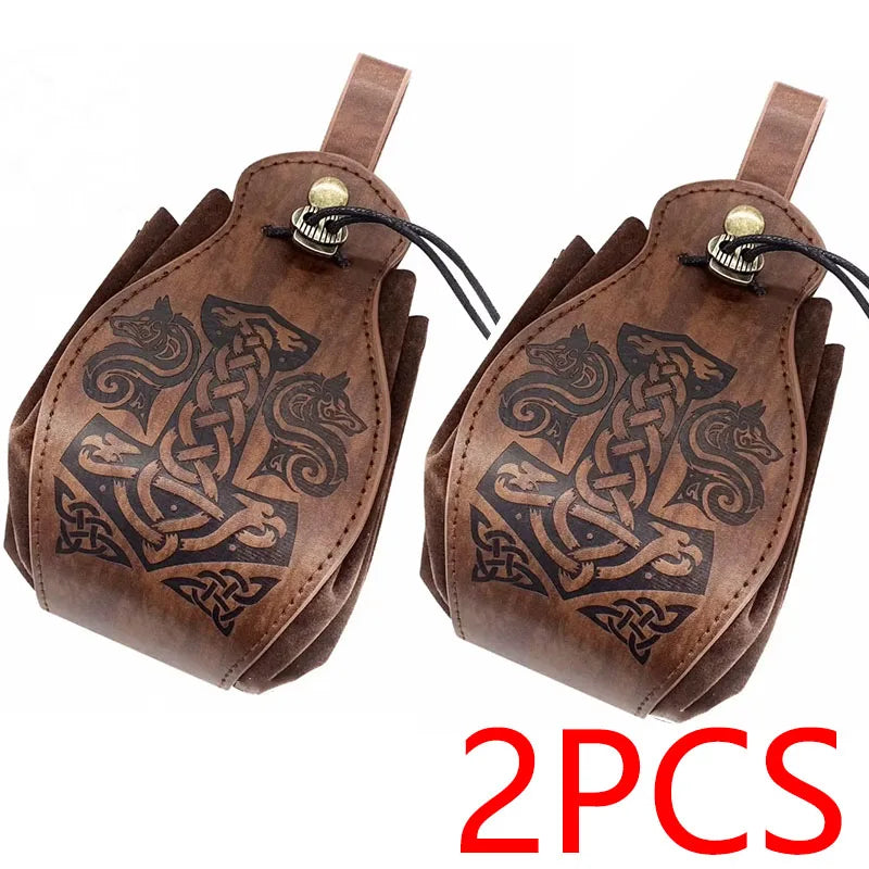 Genuine Leather Dice Bag Tray and Drawstring Pouch for RPG Games