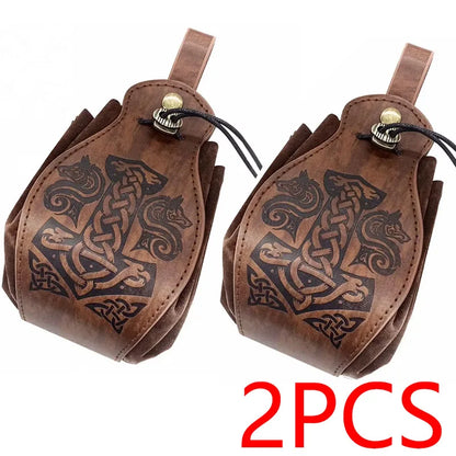 Genuine Leather Dice Bag Tray and Drawstring Pouch for RPG Games