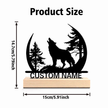 Custom Howling Wolf Metal Sculpture - 15cm with Wooden Base