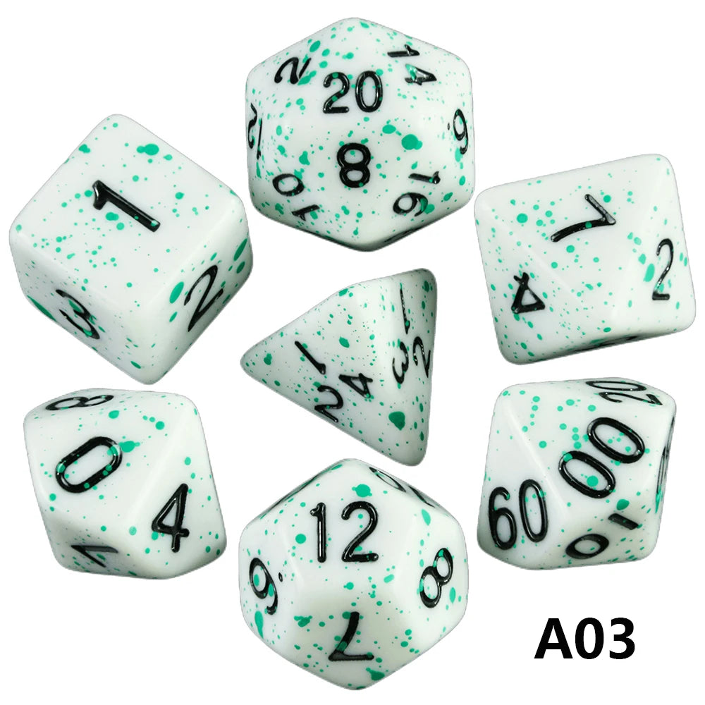 7-Piece Acrylic Polyhedral Dice Set for D&D and RPG Games