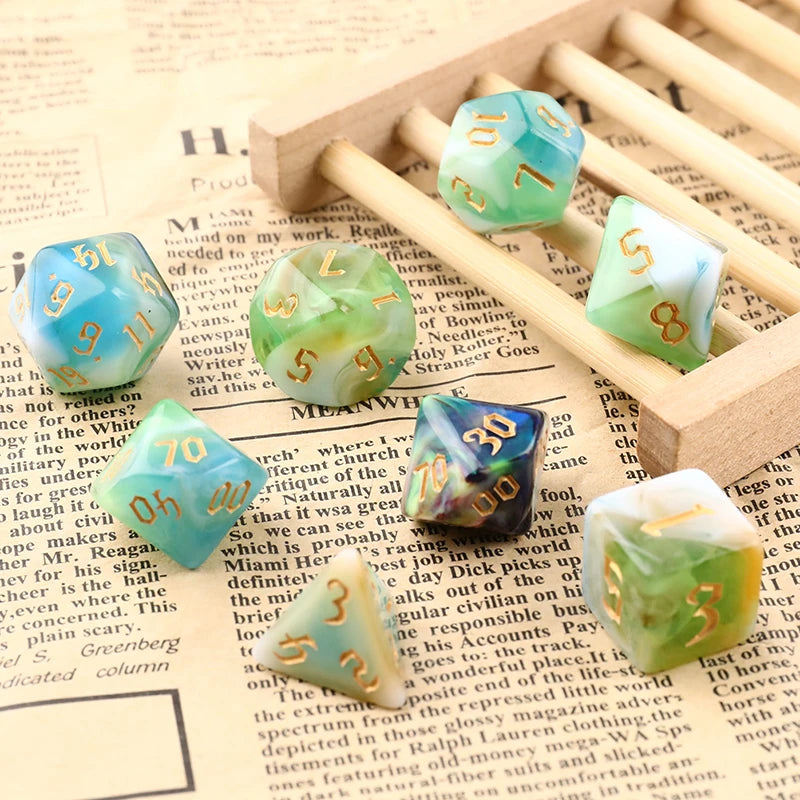 7-Piece Two-Tone Acrylic Polyhedral Dice Set for D&D and RPG Games