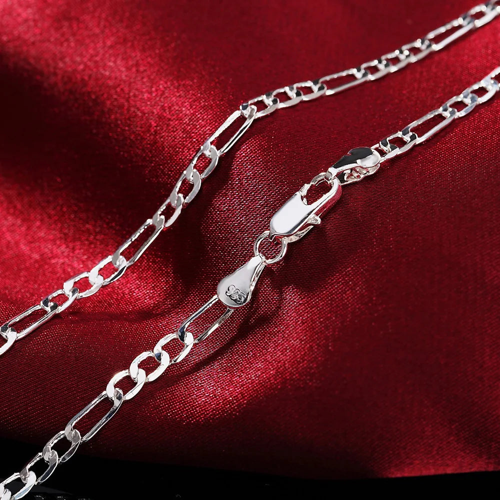 925 Sterling Silver 4mm Chain Necklace & Bracelet Set