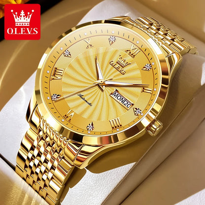 OLEVS 6630 Men's Watch - Automatic Mechanical, Threaded Dial, Waterproof, Stainless Steel, Luxury