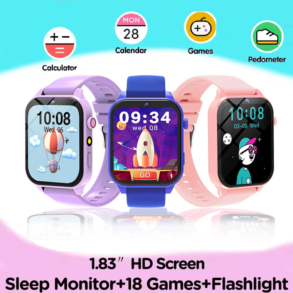 Kids Smart Watch - 1.83" Display 18 Games Sleep Monitor Camera