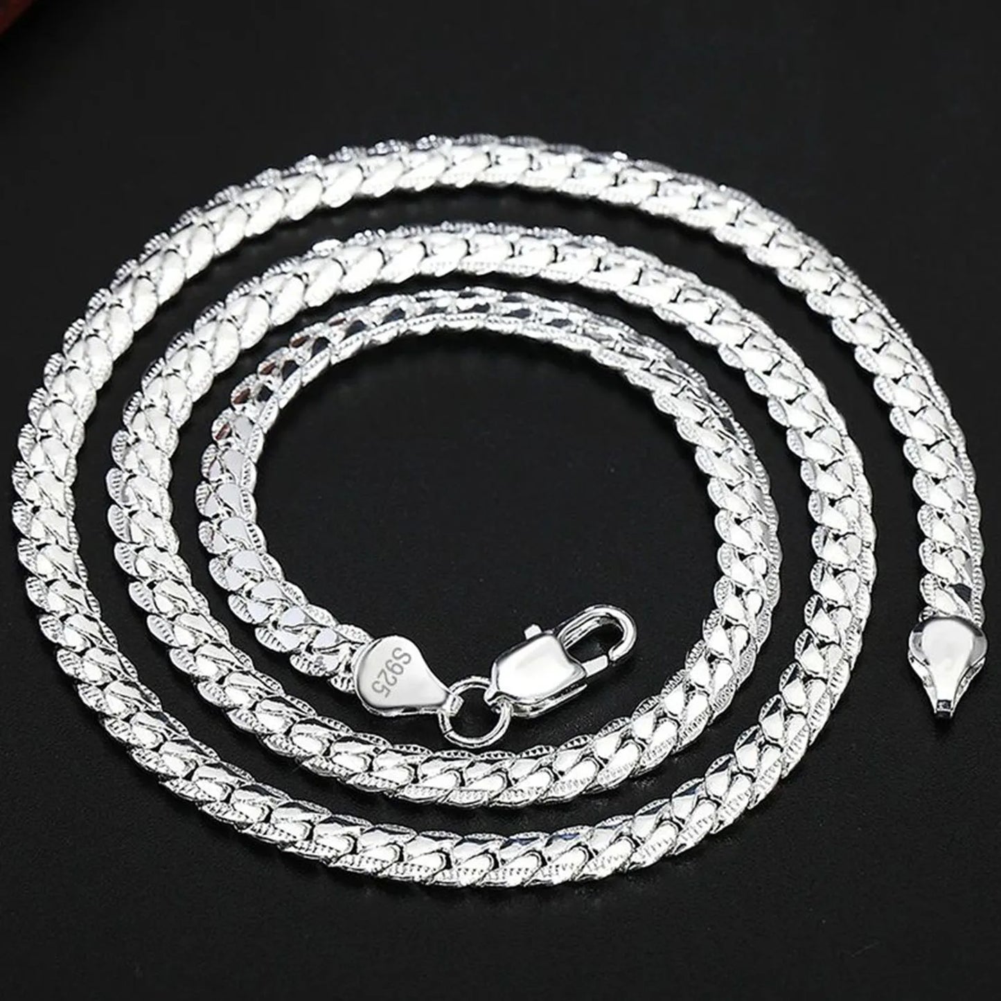 925 Sterling Silver 6mm Chain Necklace & Bracelet Set