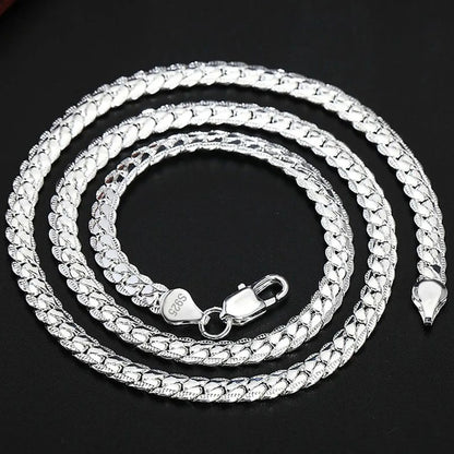 925 Sterling Silver 6mm Chain Necklace & Bracelet Set