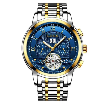LIGE LG9841 Men’s Automatic Mechanical Watch with Stainless Steel Band
