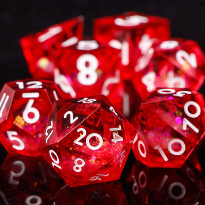 7-Piece Sharp-Edge Resin RPG Dice Set with Liquid-Core Options